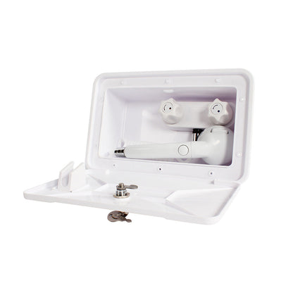 1 Set External RV Caravan Shower Box Exterior Faucet Camper Trailer Boat White.