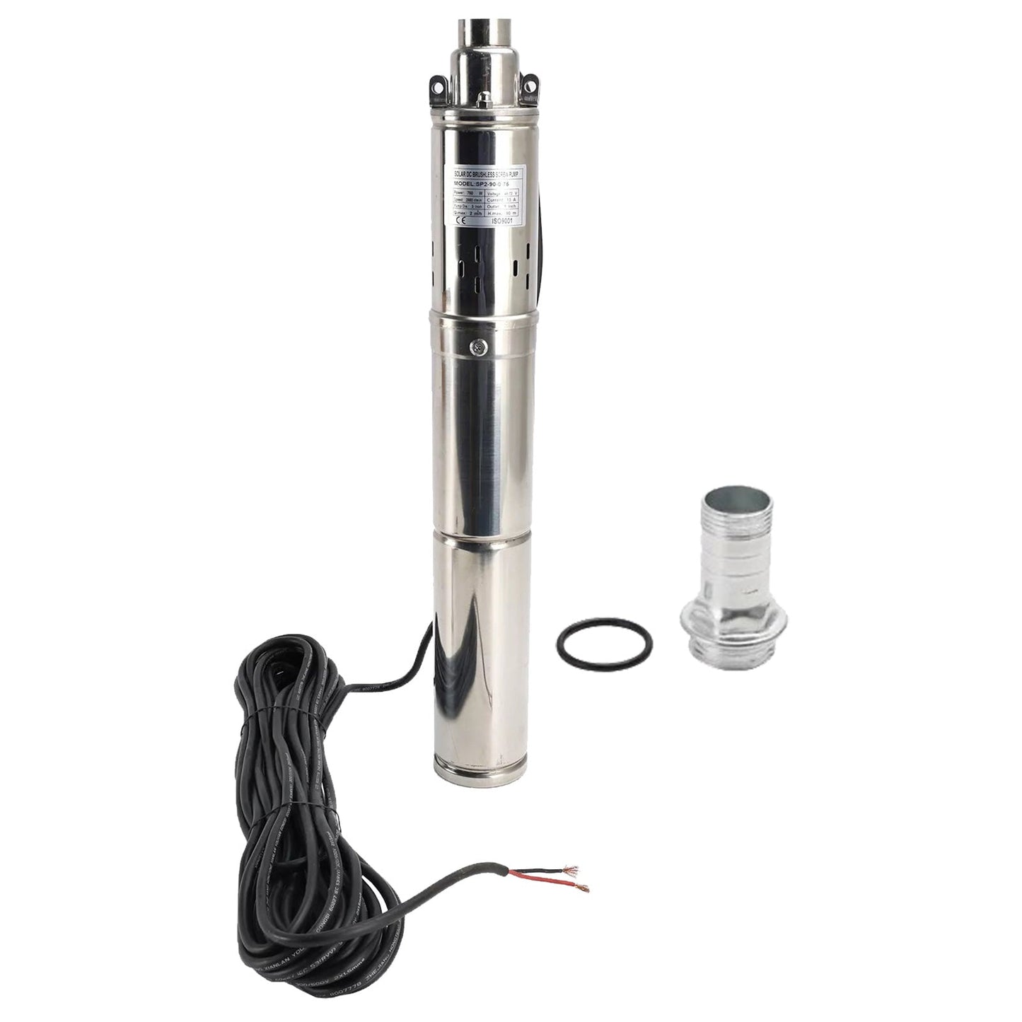 3in 48V 750W Deep Well Solar Submersible Bore Hole Water Pump With 15M Line.