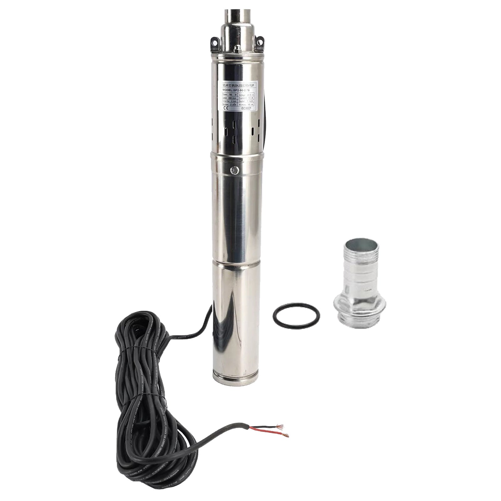 3in 48V 750W Deep Well Solar Submersible Bore Hole Water Pump With 15M Line.