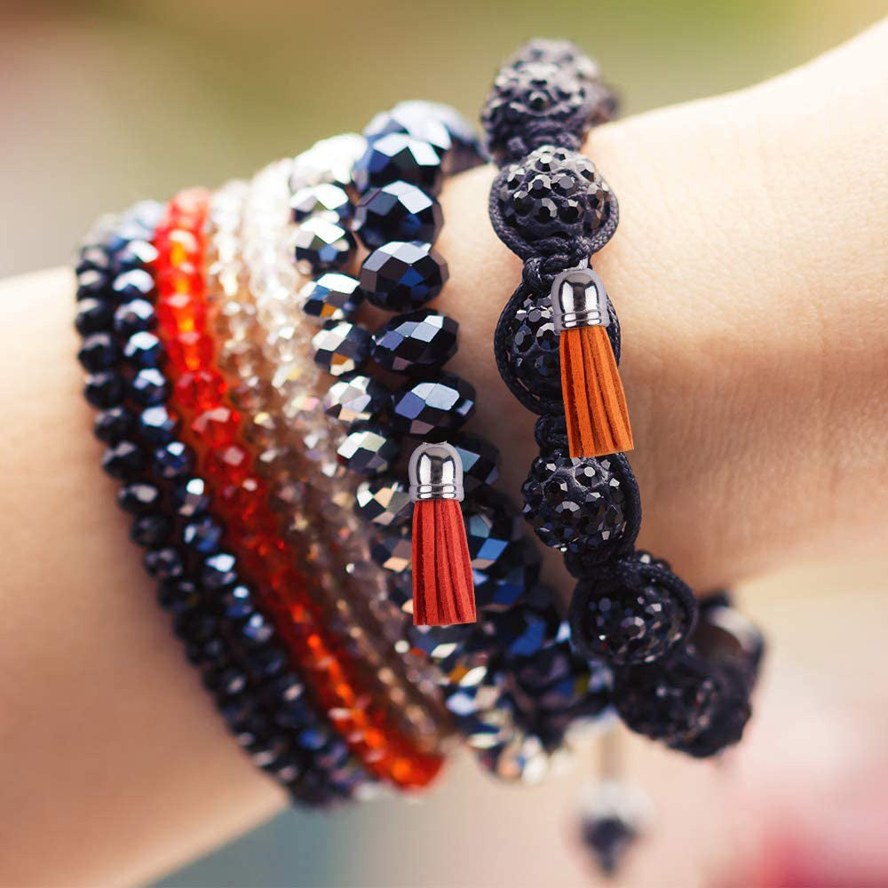 100PCS Key Chain Ring Tassels Pendants Bulk Leather Tassel Crafts Jewelry Making.