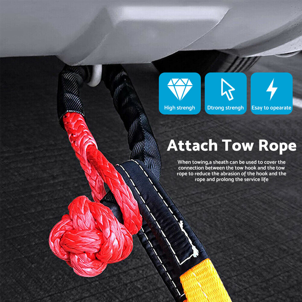 Recovery Pulley Kit Suitable For Winch Ropes 3/8 inch & 1/2 inch Soft Shackle Red & Black.