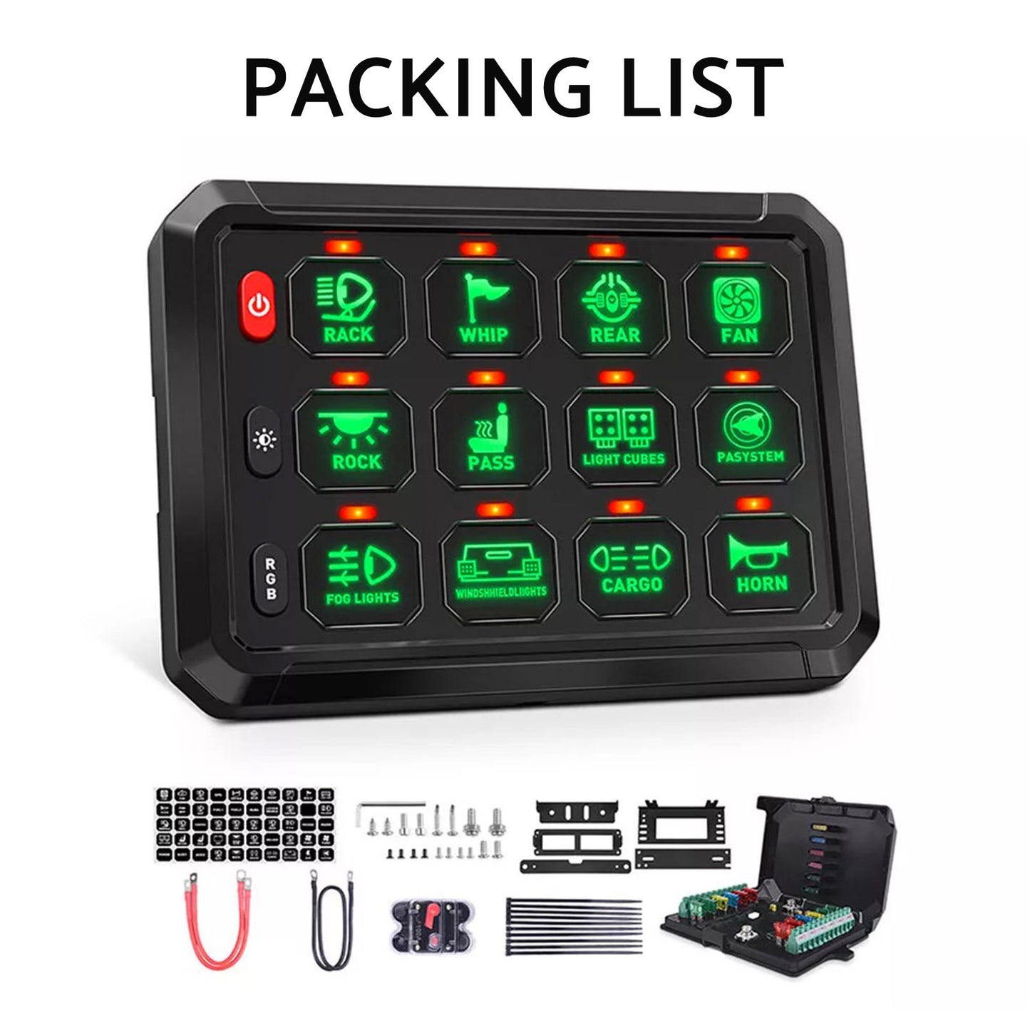 12 Gang RGB Switch Panel Kit Suitable for Universal Offroad Vehicles