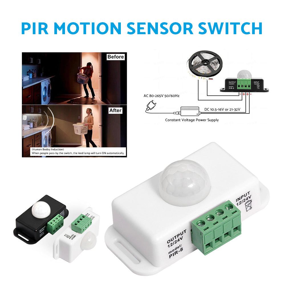 8m Body Infrared PIR Motion Sensor Switch Suitable for 12V 24V LED Light Strip