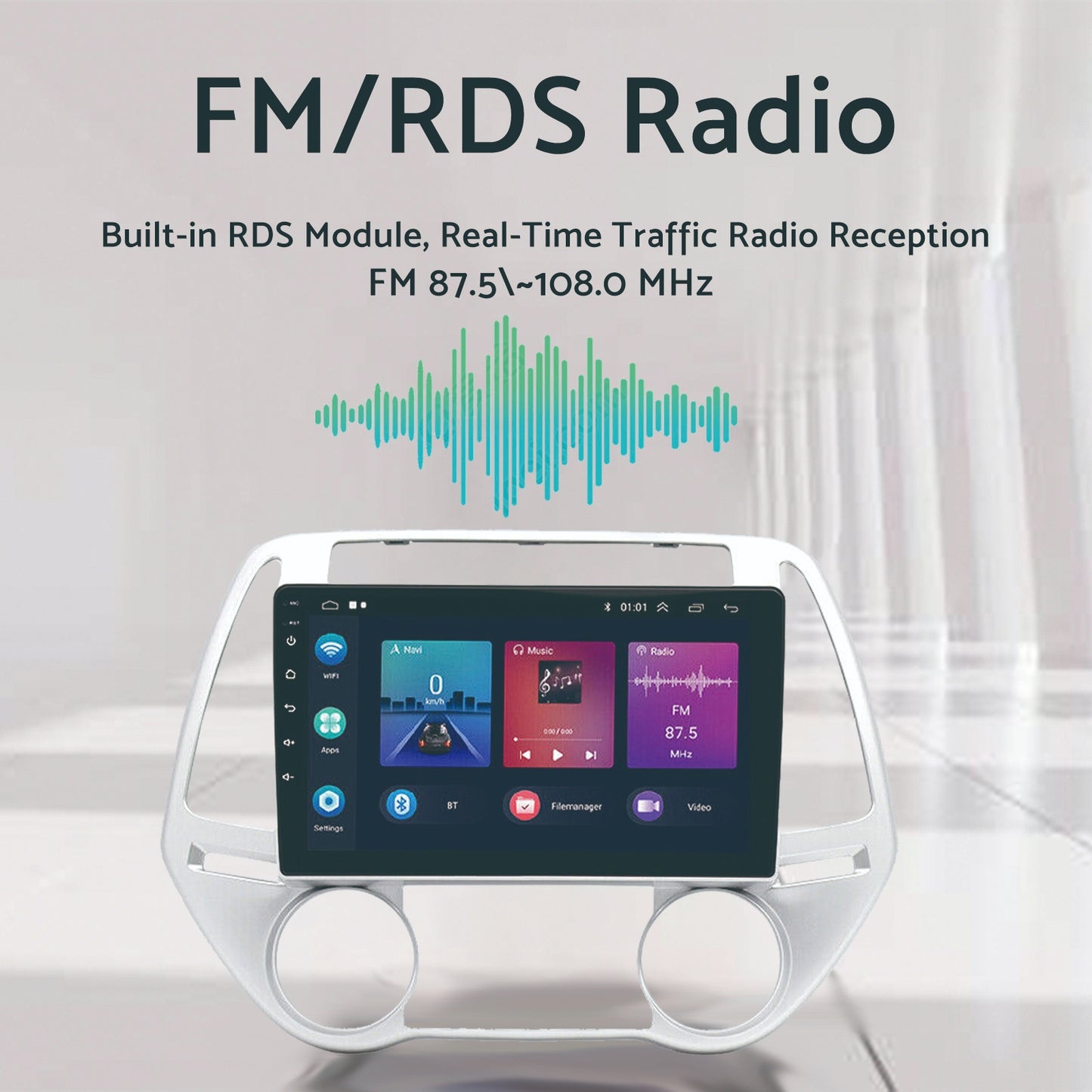 Car Radio Android 13 GPS BT Apple CarPlay Suitable for Hyundai i20 1.4L