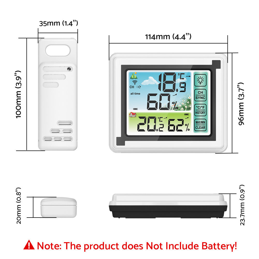 Wireless Weather Station Thermometer Digital Temperature Humidity Monitor Home.