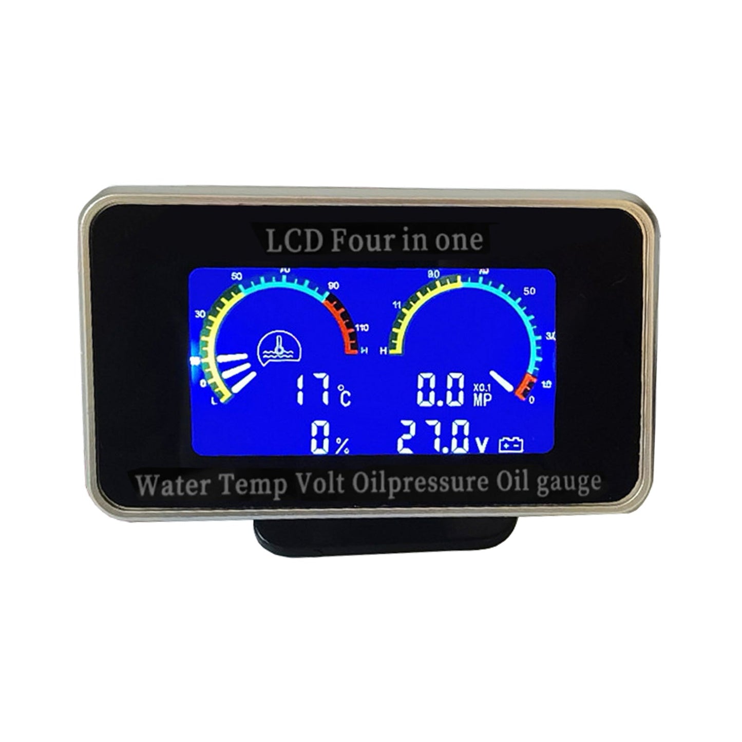 4-in-1 Car LCD Digital Gauge Suitable for Oil Pressure Voltage Water Temperature