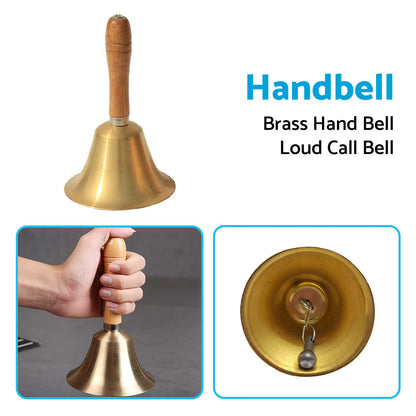 Brass Hand Bell Loud Call Bell Handbell Desk Ringbell for Wedding Festival.