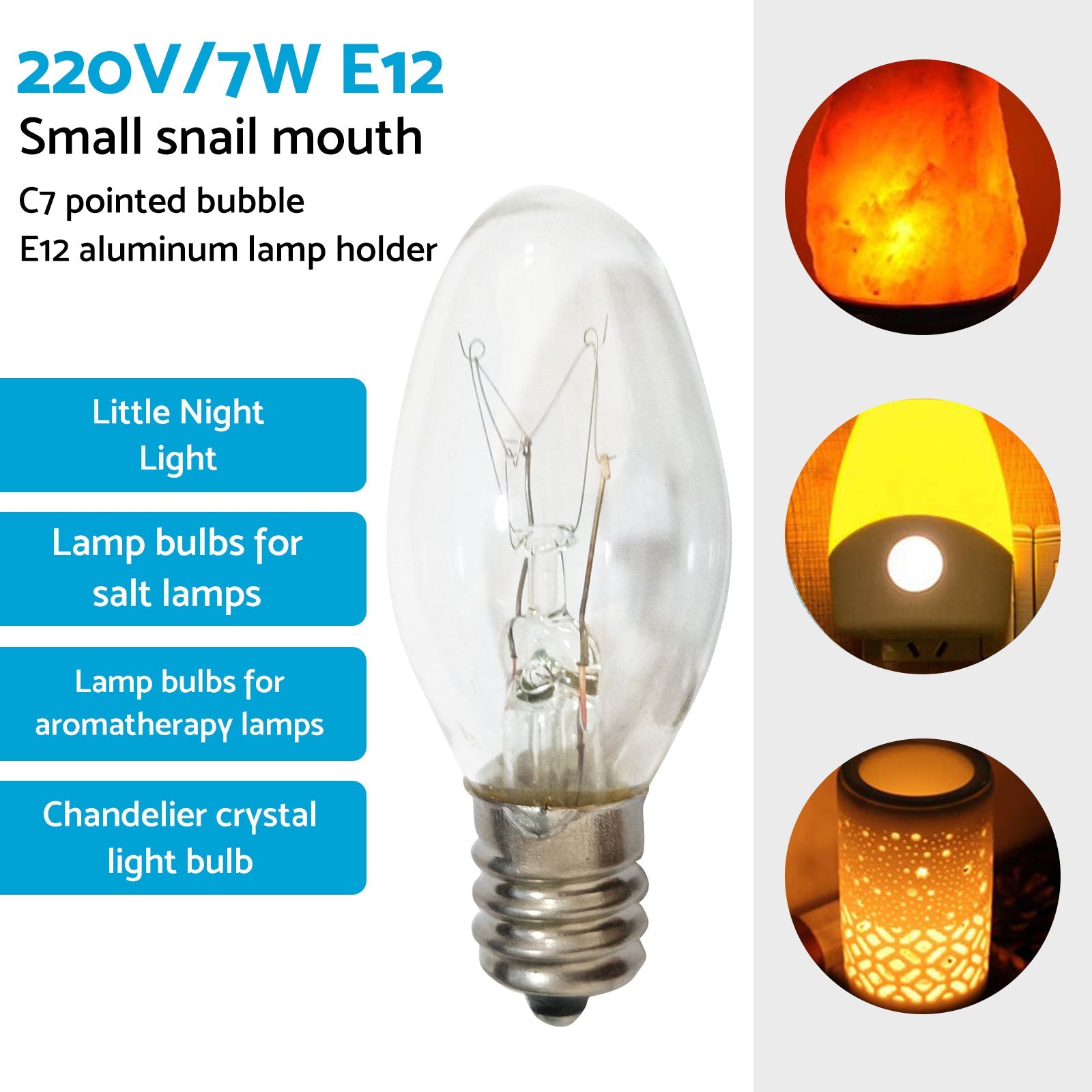 8x 7W/10W 240V E12/E14 Clear Bulbs Suitable For Night Light Replacement Warm Yellow Light.