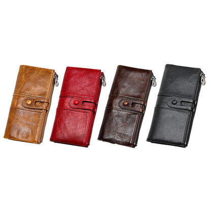 Leather Wallet Zip-Around Card Coin Holder Suitable for Unisex