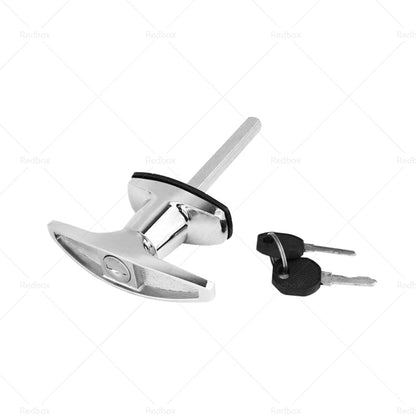 2 Set Chrome Rear Fixing T Handle Lock W or  Key For Trailer Caravan Canopy Toolbox.