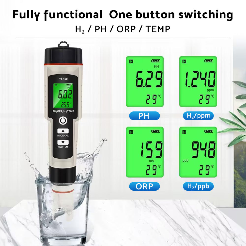 Portable 4 In 1 Hydrogen-Rich Test Pen PH ORP TEMP Water Quality Meter Tester.
