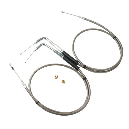Throttle and Idle Cable Set 56-1/2 Stainless Steel Suitable For Harley-Davidson