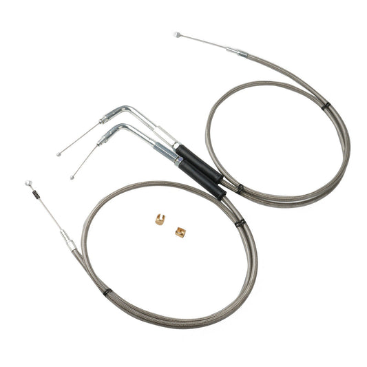 Throttle and Idle Cable Set 56-1/2 Stainless Steel Suitable For Harley-Davidson