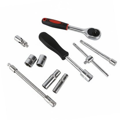 46pc Socket Wrench Set 1/4" Drive Chrome Vanadium Steel Ratchet Bit Kit