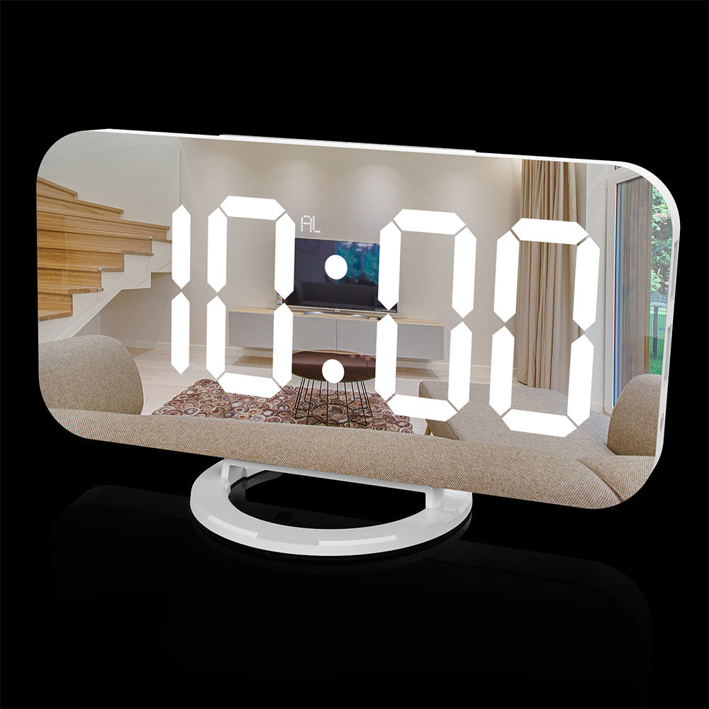 Digital Alarm Clock with Mirror LED Display Suitable For Wall & Bedroom, Snooze Function, Dim Mode.