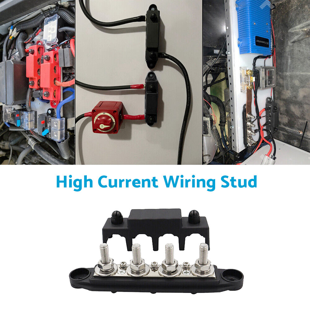 2x M8 4-Post 250A DC 48V Bus Bar Power Distribution Box Suitable for Heavy Duty