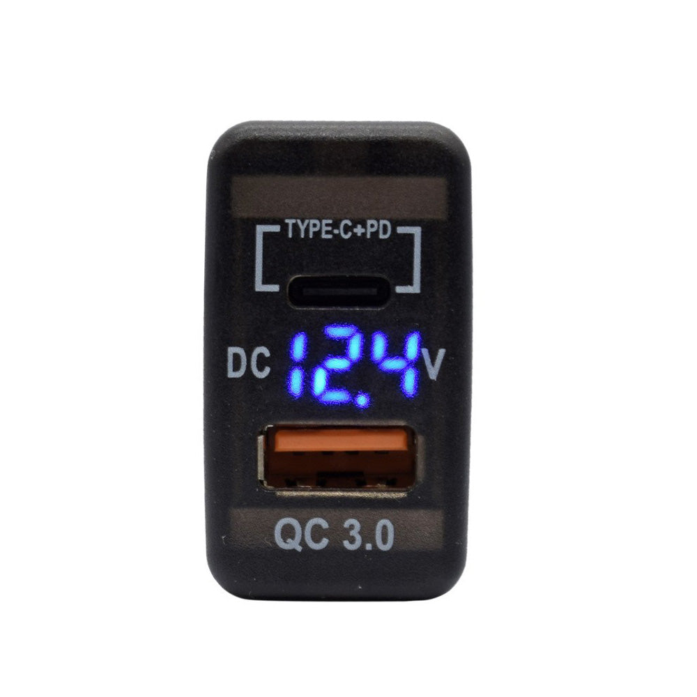 Type-C  USB Car Charger Adapter Voltmeter Suitable For Land Cruiser Prado 120.