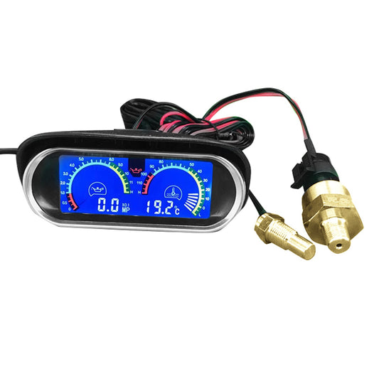 2-in-1 Digital Truck & Car Gauge Suitable For Water Temperature, Oil Pressure & Voltage Display