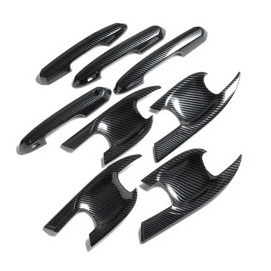 Carbon Fiber Look Door Handle Bowl Strip Covers Suitable for Toyota Kluger 2021–2025