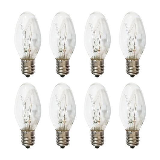 8x 7W/10W 240V E12/E14 Clear Bulbs Suitable For Night Light Replacement Warm Yellow Light.