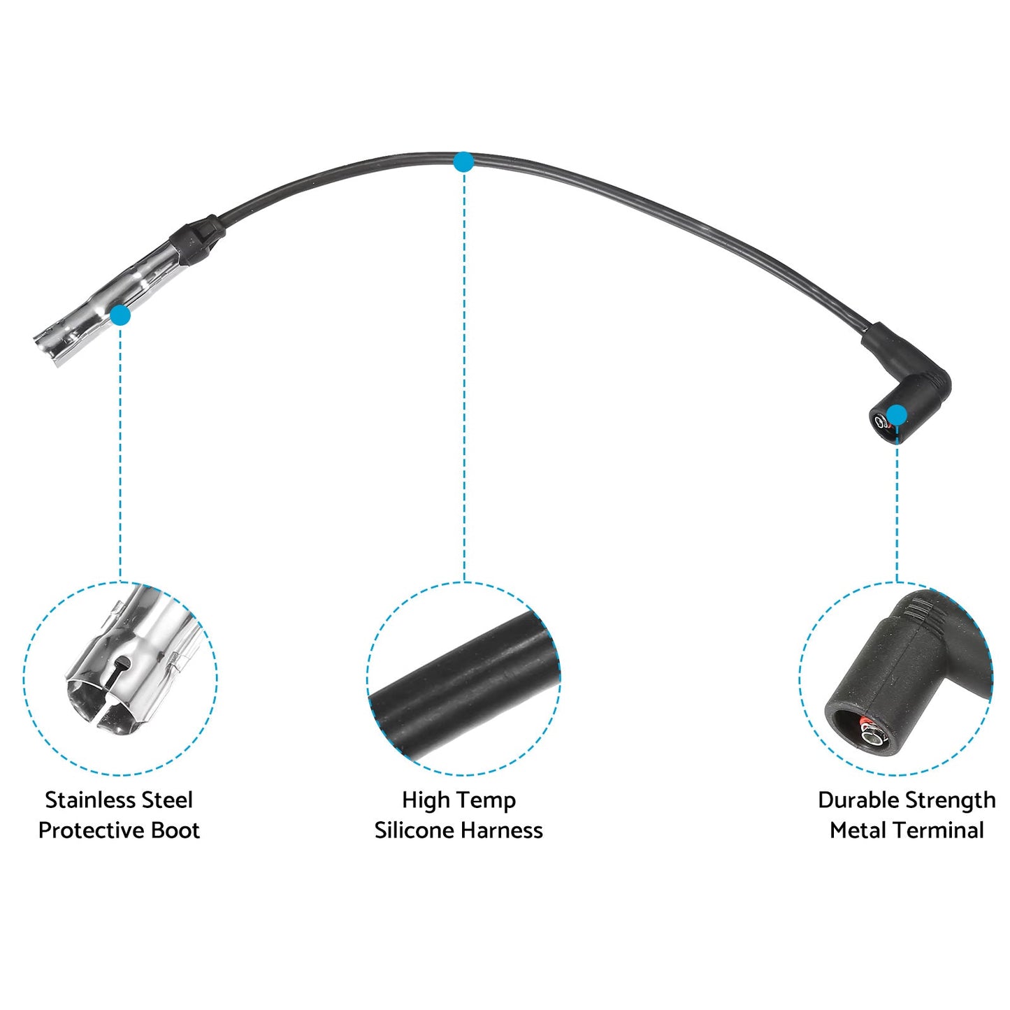 4x 7mm Ignition Spark Plug Wires Suitable for Volkswagen Beetle 2.0L