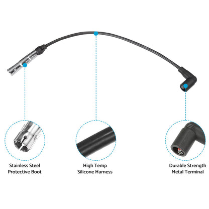 4x 7mm Ignition Spark Plug Wires Suitable for Volkswagen Beetle 2.0L