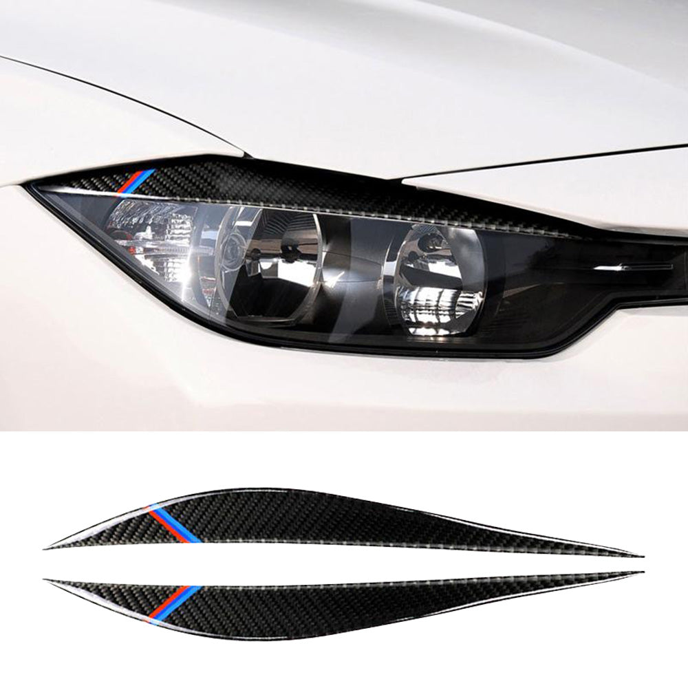 Carbon Fiber Eyelids Eyebrow Headlight Retrofit Accessories Suitable for BMW F30 3 Series.