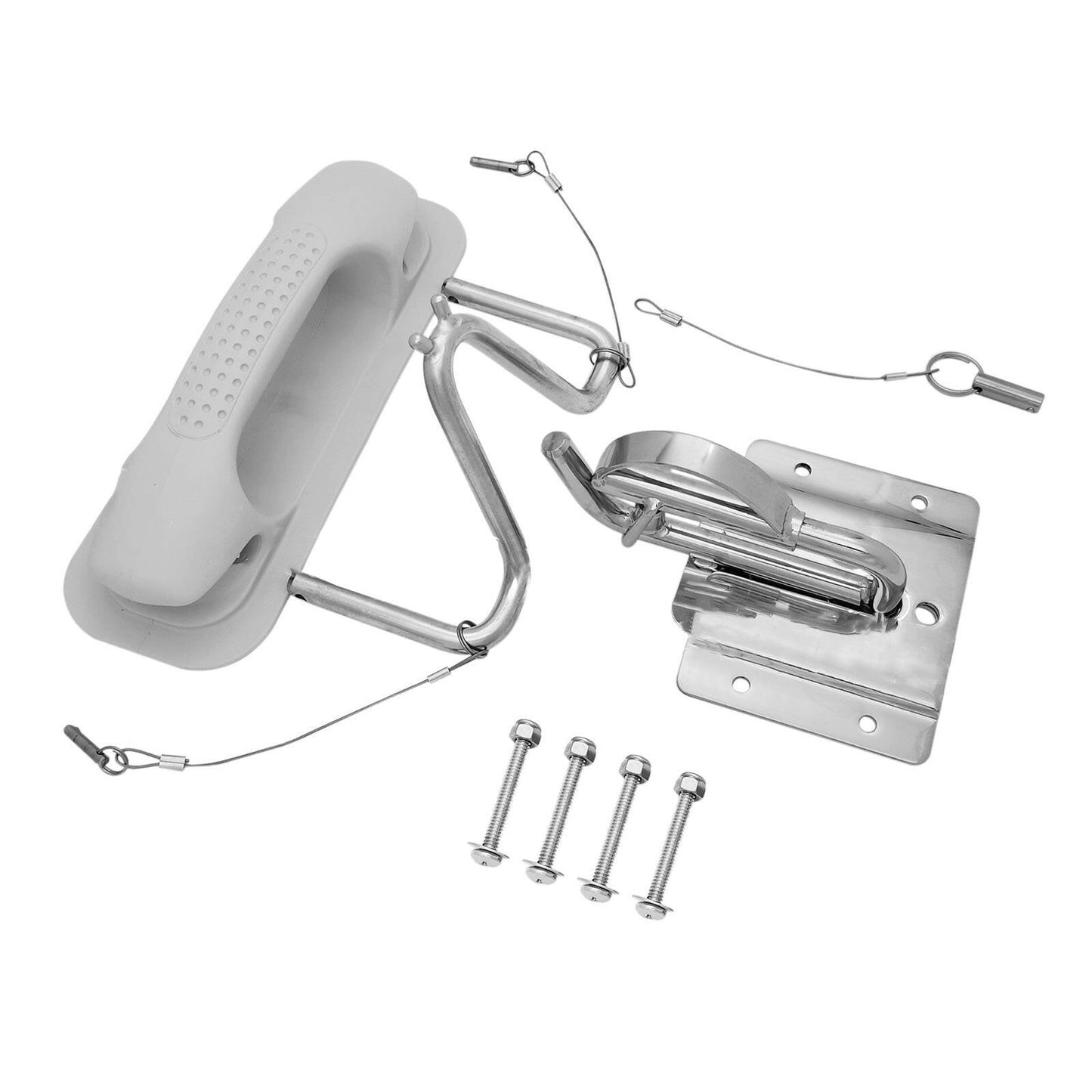 Boat Insta-Lock Snap Quick Davits Set Stainless Steel With Handle Pad.