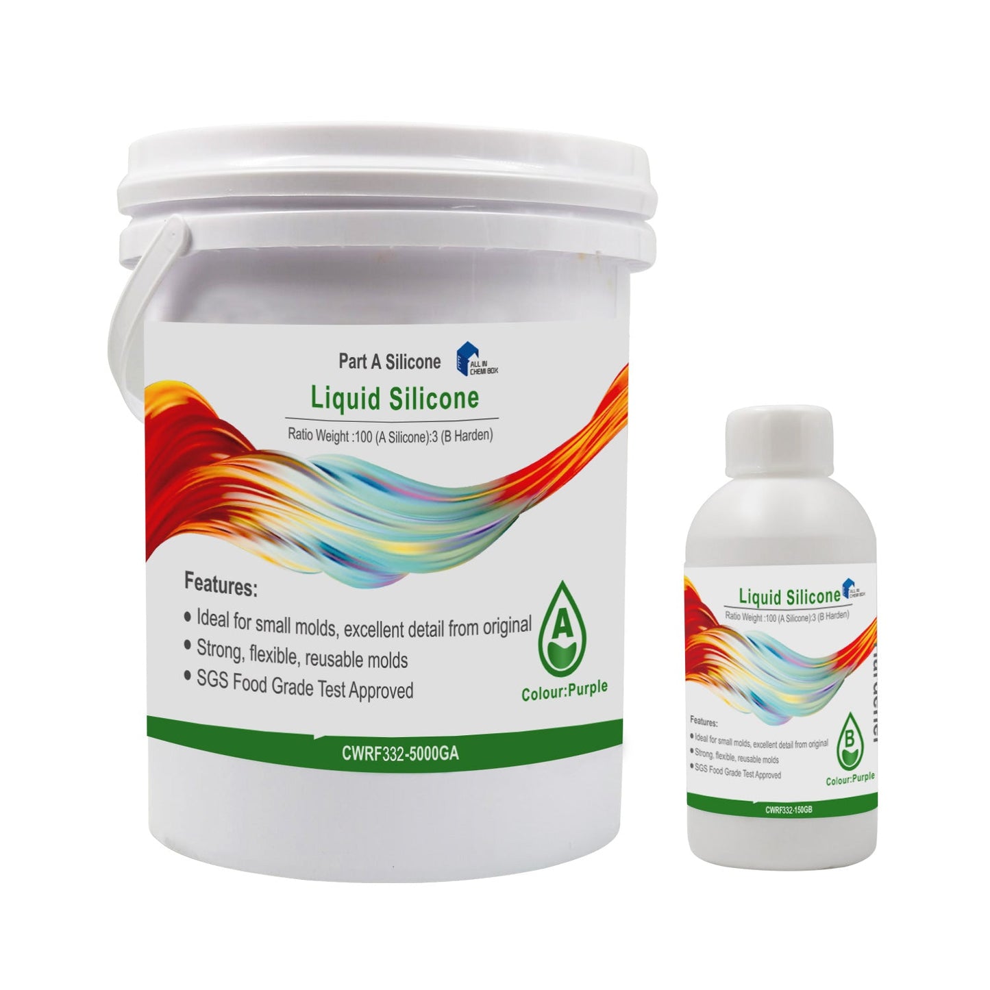 SH25 Liquid Silicone Rubber Mould Making Kit 100:3 Part Mix Suitable For Casting 1Kg 2Kg 5Kg 10Kg Green