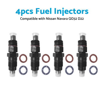 4PCS Desiel Fuel Injectors Suitable for Nissan Navara QD32 D22 3. 2L 1997-2001.