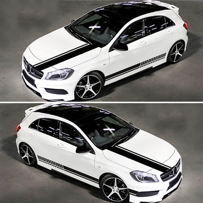 Car Side Body Sticker Vinyl Racing Stripe Decals 5x Long Hood & Roof Universal