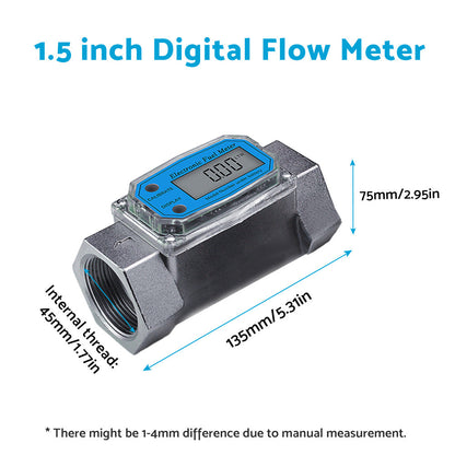 1.5 inch Digital Turbine Diesel Water Fuel Flow Meter Oval Gear Gauge