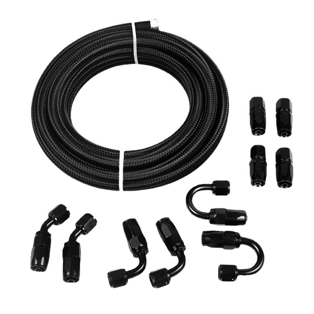 8AN E85 Stainless Steel Braided PTFE Fuel Line Hose Swivel Fittings Kit 20FT 6M.