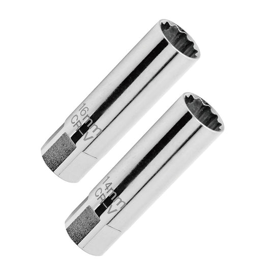 14mm and 16mm 12 Point Deep Thin Wall Spark Plug Socket 3/8 Inch Drive Suitable For Auto Car Removal