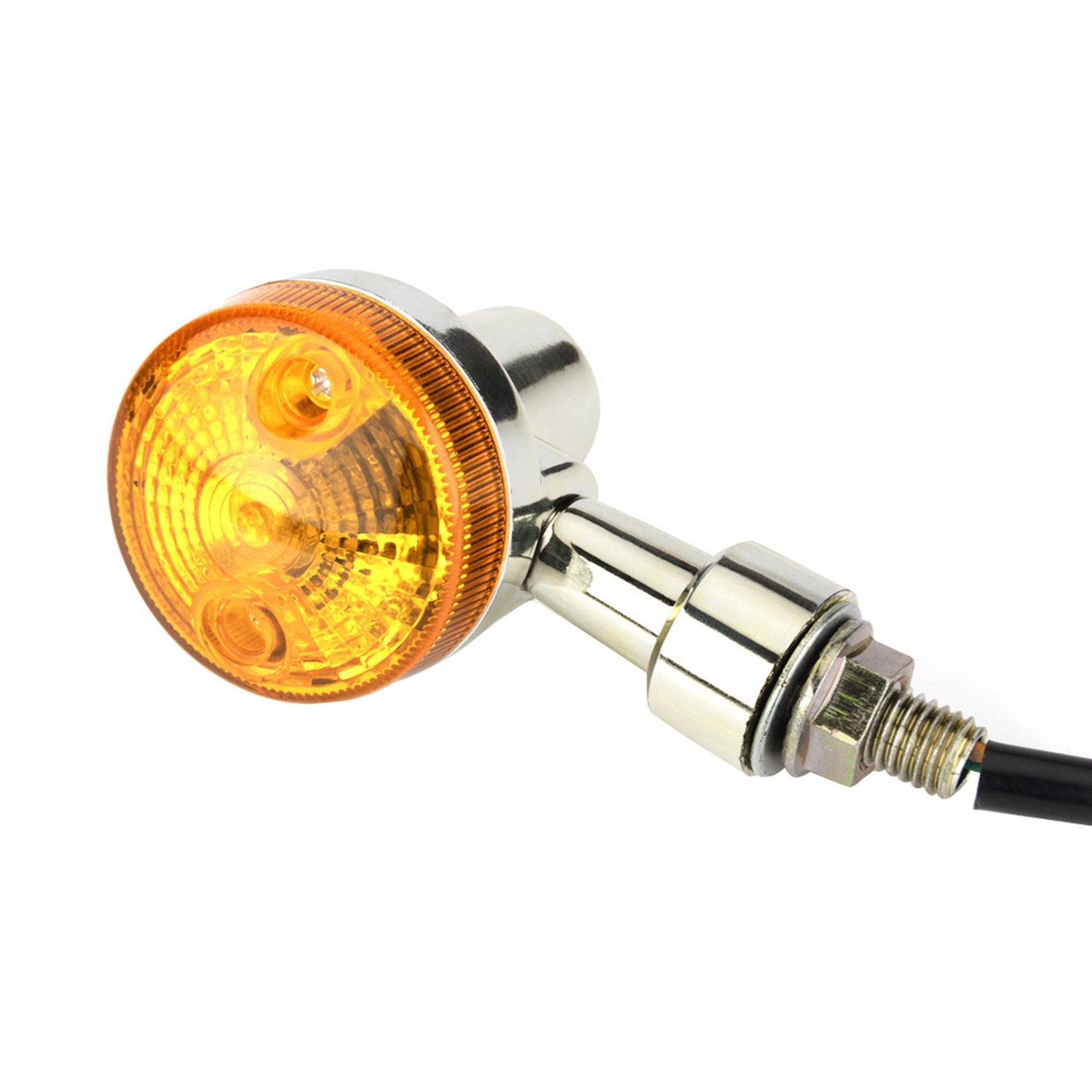 4x Chrome Motorcycle Turn Signal Lights Amber Indicators Blinker Universal Bulb.