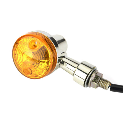4x Chrome Motorcycle Turn Signal Lights Amber Indicators Blinker Universal Bulb.