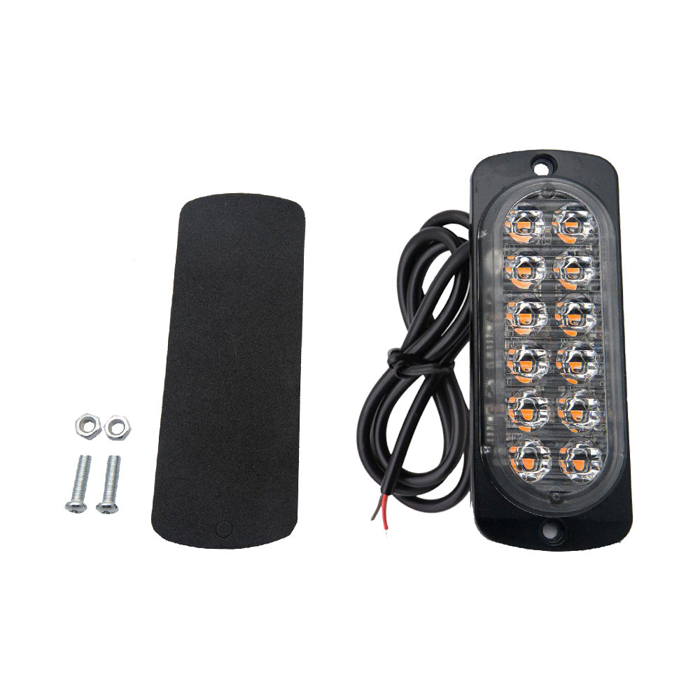 12 LED Strobe Light Emergency Warning Beacon White Amber 12V/24V