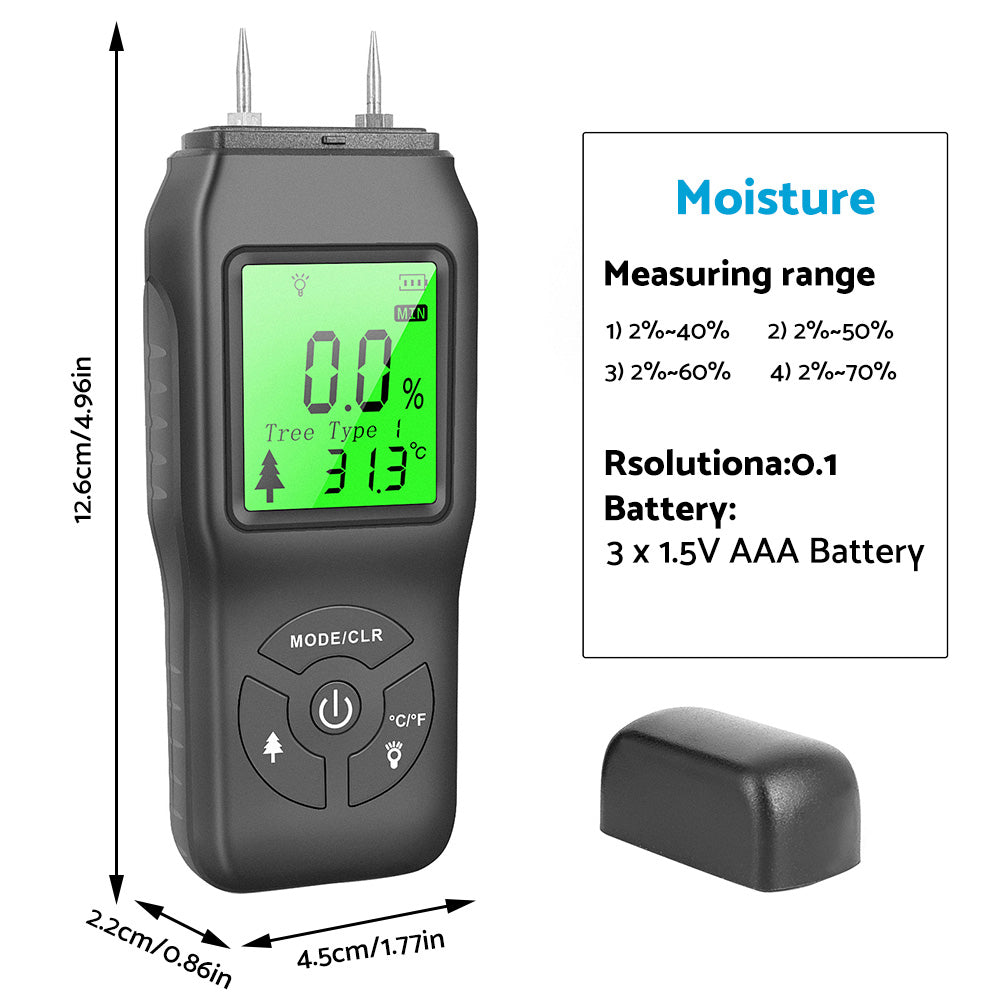 2-Pin Digital LCD Moisture Meter Suitable for Wood Damp Detection