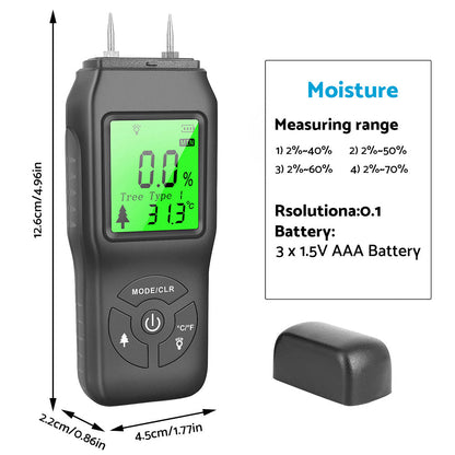 2-Pin Digital LCD Moisture Meter Suitable for Wood Damp Detection