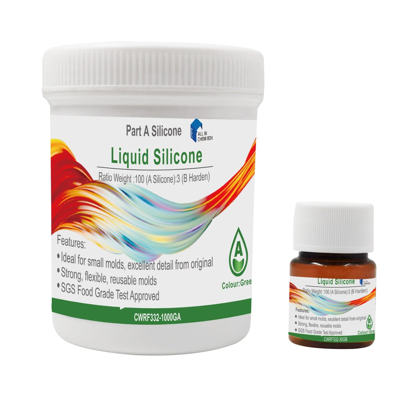 SH25 Liquid Silicone Rubber Mould Making Kit 100:3 Part Mix Suitable For Casting 1Kg 2Kg 5Kg 10Kg Green