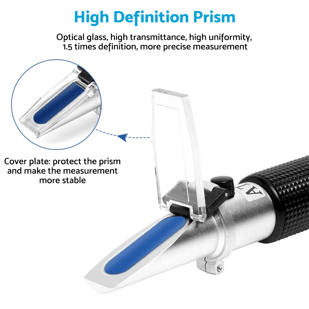 ATC Alcohol Refractometer Liquor Volume Percent Tester 0-80percent Measuring Range.