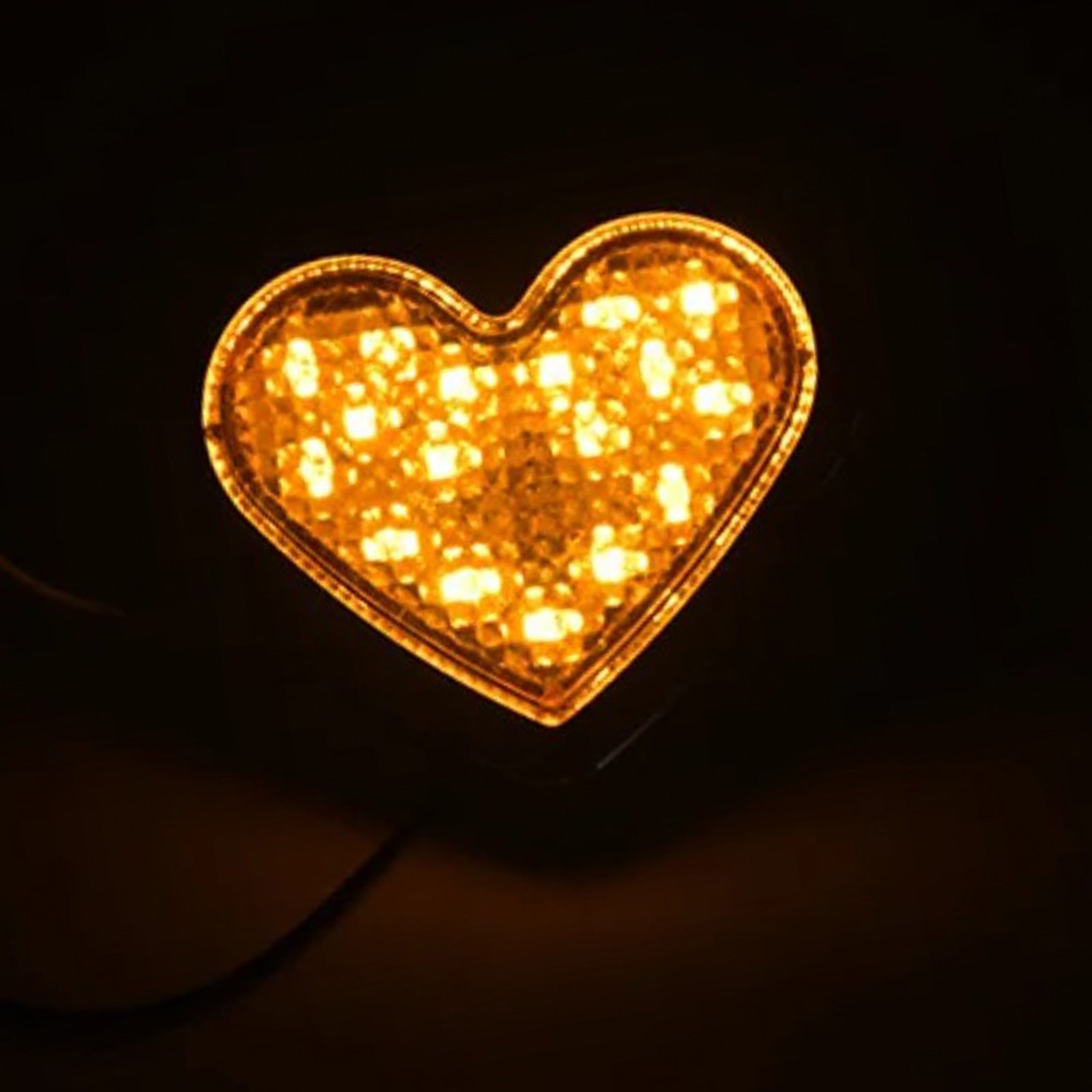 Heart Pair 12V LED Side Marker Indicators Clear Flash Amber.