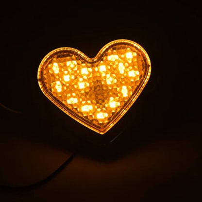 Heart Pair 12V LED Side Marker Indicators Clear Flash Amber.