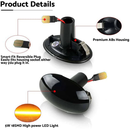 2x Black Smoked Side Indicator LED Repeater Light Mini Cooper R56 Coupe R58 R57.