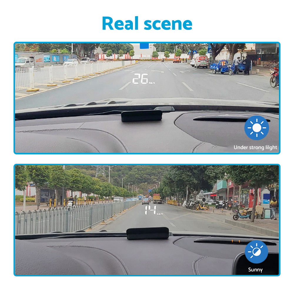 Universal Car Head-Up Display GPS Digital Speedometer with Speed Warning OBD2