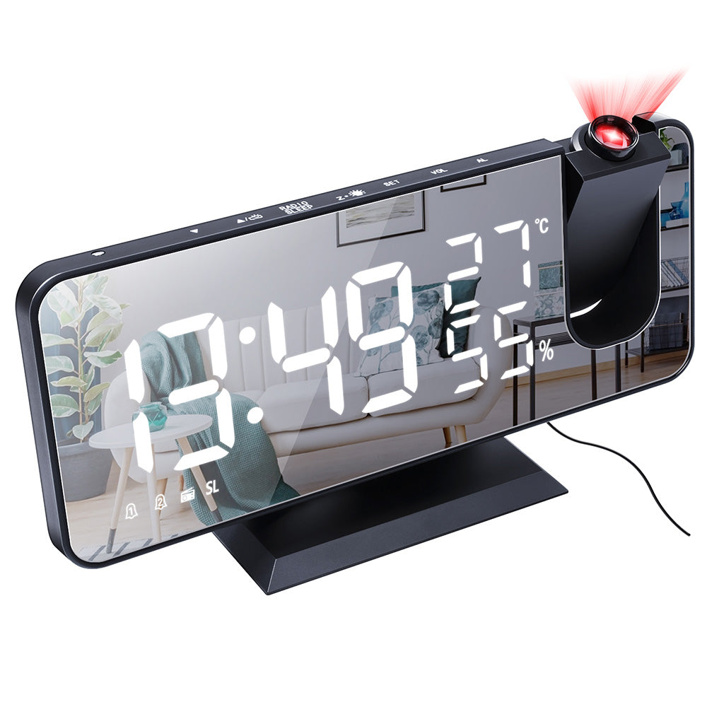 Projection on Ceiling Digital Dual Alarm Clock Bedroom Radio LED Big Screen.