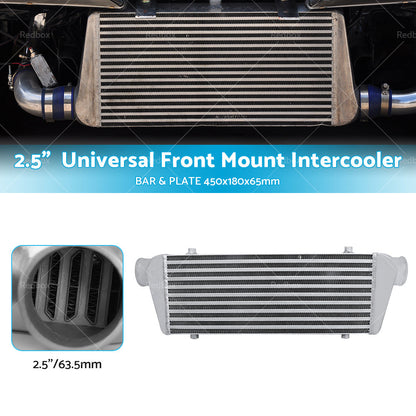 2. 5 inch  Universal Full Aluminum Front Mount Intercooler 450x180x65mm Core Bar and Plate.