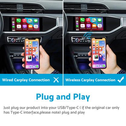 Smart 5G Wifi Carplay Dongle Wired to Wireless Car play USB Adapter Mirror link.