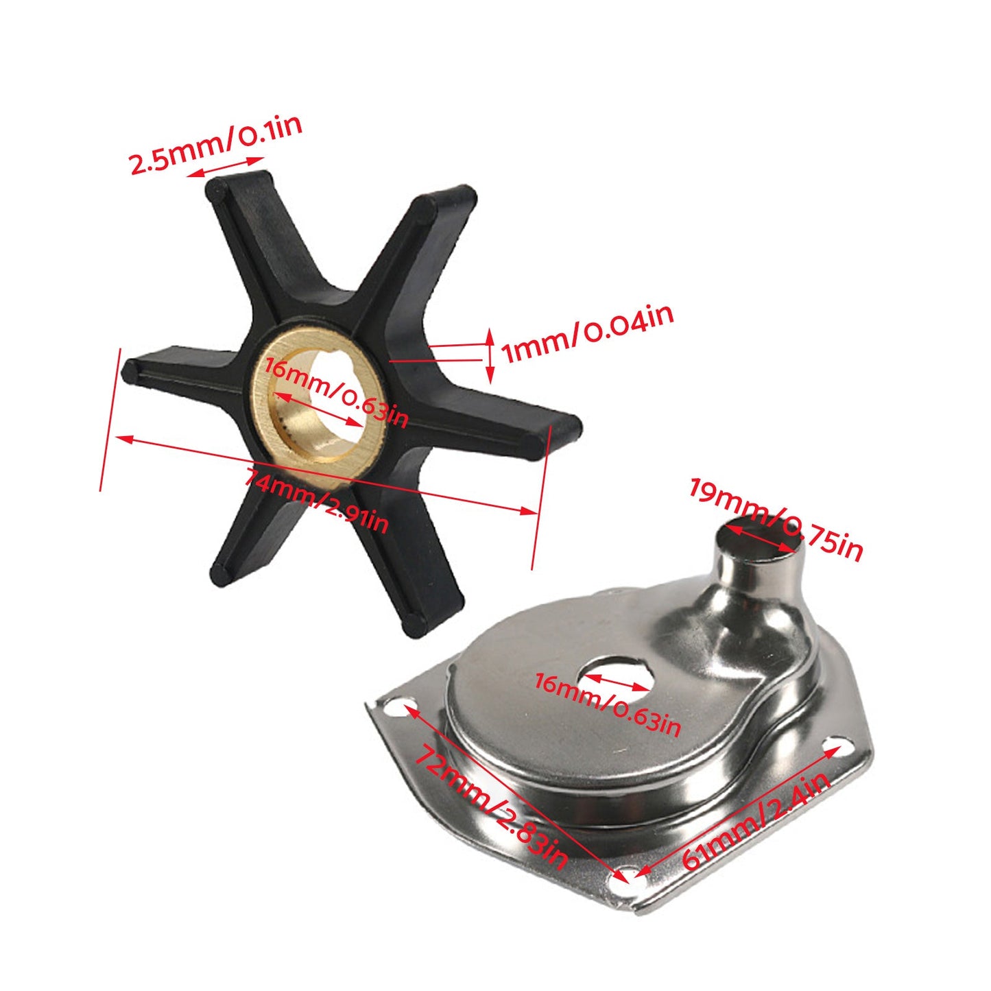 Water Pump Impeller Repair Kit Suitable for Mariner 25-50HP