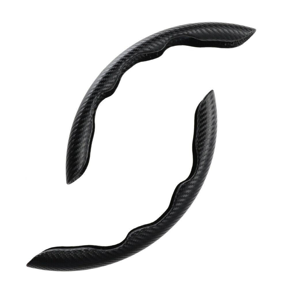 2x Black Carbon Fiber Steering Wheel Booster Non-Slip Cover Trim Accessories.